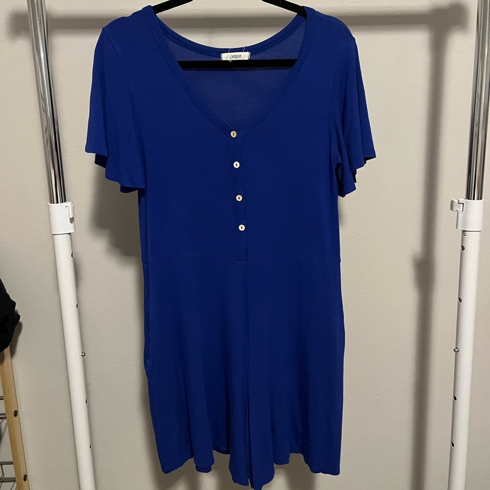 Blue Button Down Romper